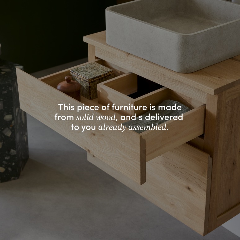 Jacob - Solid oak vanity unit 60 cm