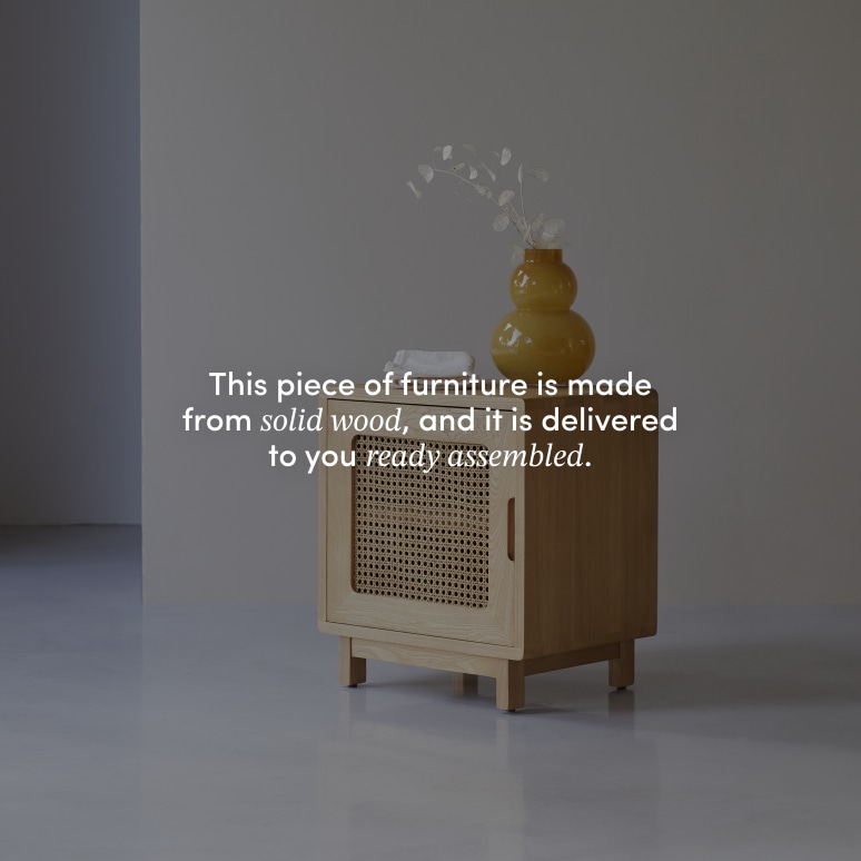 Luis - Solid elm and cane bedside table