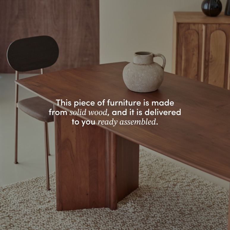 Suzanne - Solid acacia wood table, seats 6