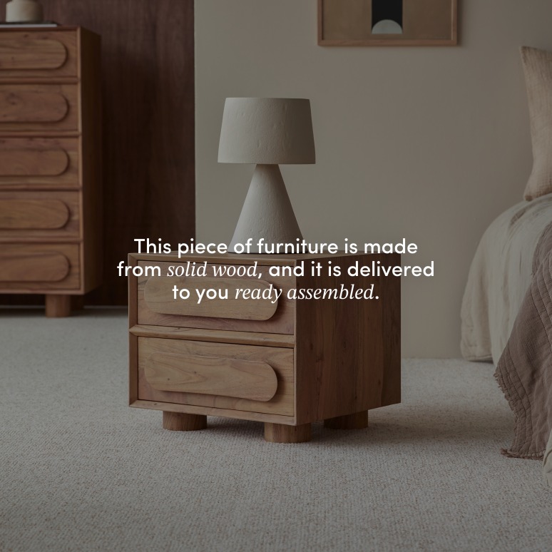 Olga - Two-drawer solid acacia bedside cabinet