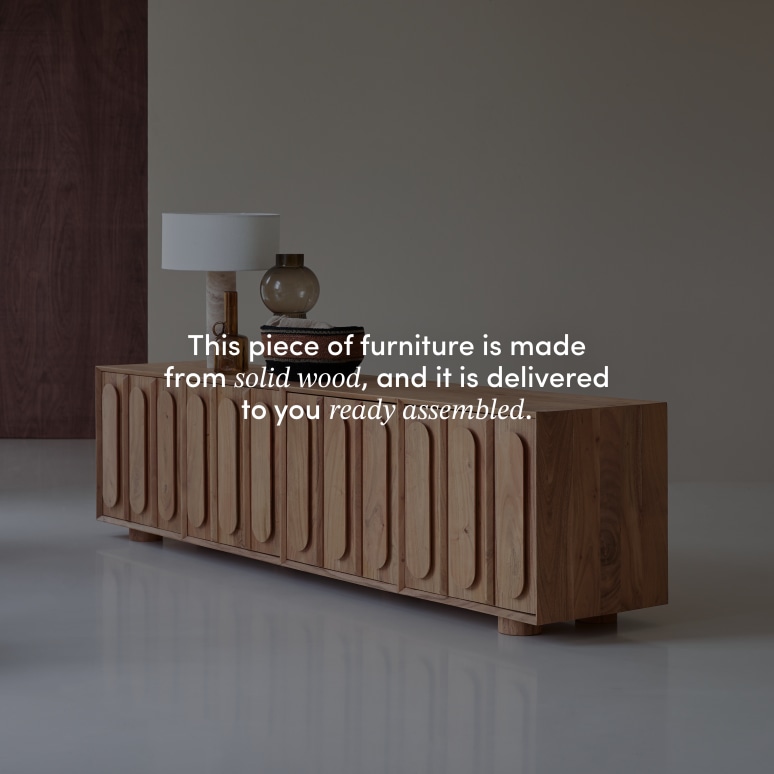 Olga - TV unit in solid acacia wood, 195 cm