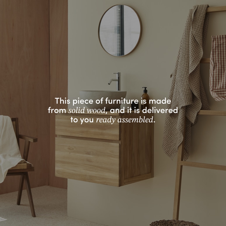 Jacob - Under-sink cabinet in solid teak wood, 60 cm