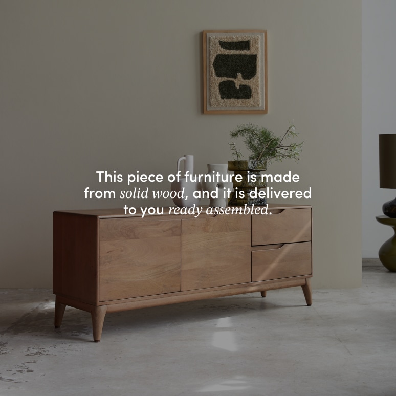 Gabrielle - TV unit in solid mango wood, 140 cm