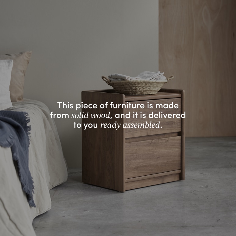 Arto - Solid walnut bedside table with 2 drawers