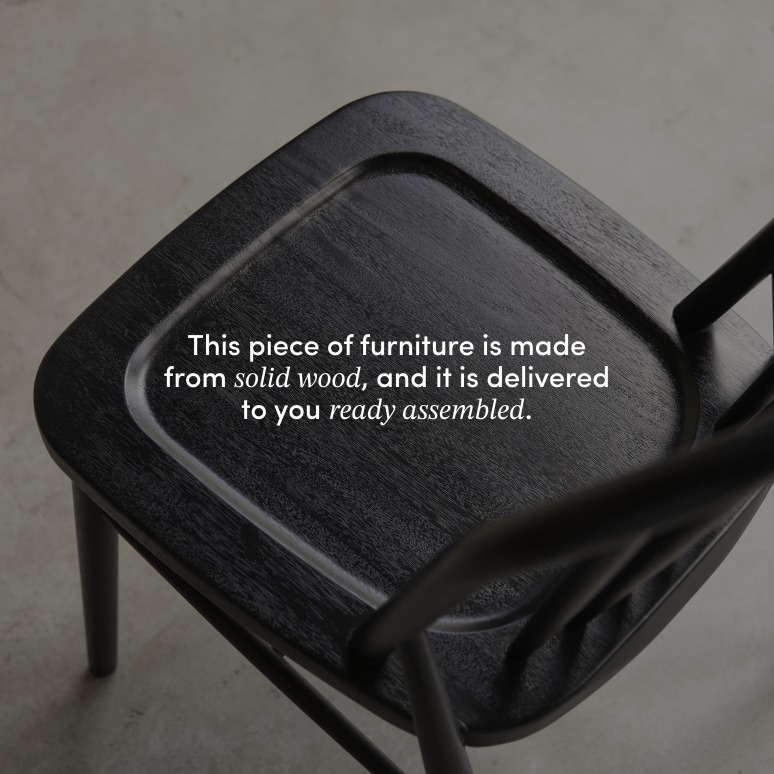 Leonor - Spindle-back chair in black solid acacia wood