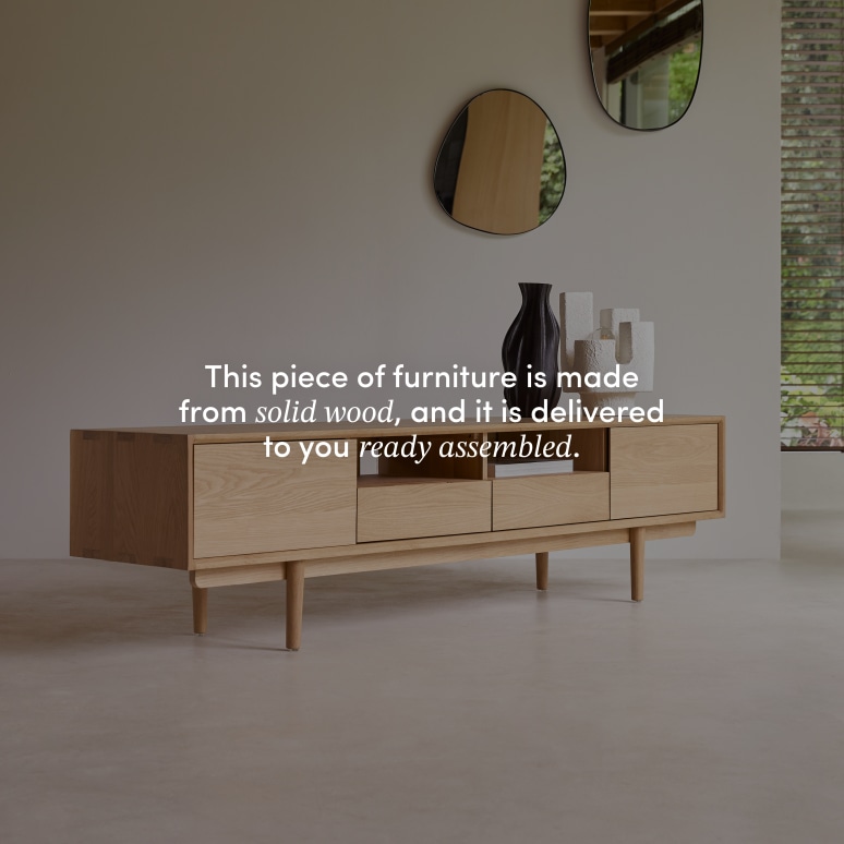 Ellie - TV unit in solid oak, 180 cm 