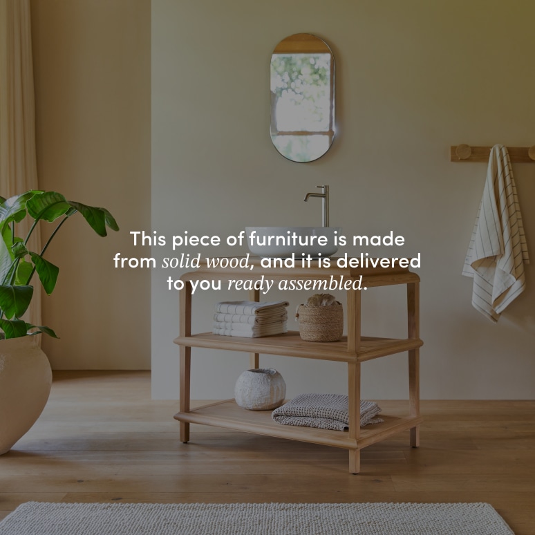 Achille - Vanity unit in solid teak, 95 cm