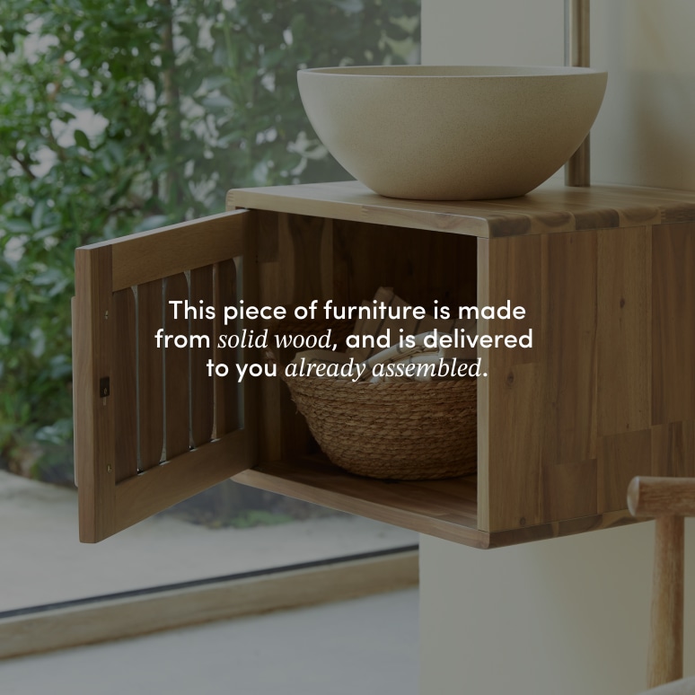 Lila - Bathroom cabinet in solid acacia - 50 cm