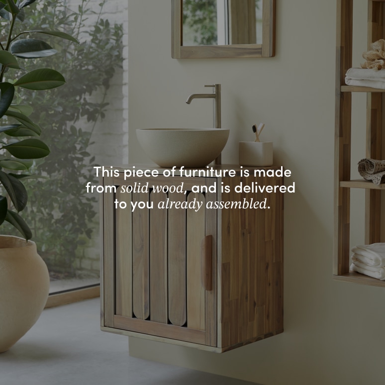 Lila - Bathroom cabinet in solid acacia - 60 cm