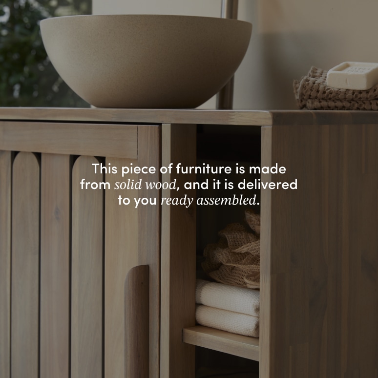 Lila - Bathroom cabinet in solid acacia - 80 cm