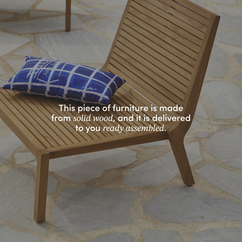 Teo - Low garden armchair in solid teak