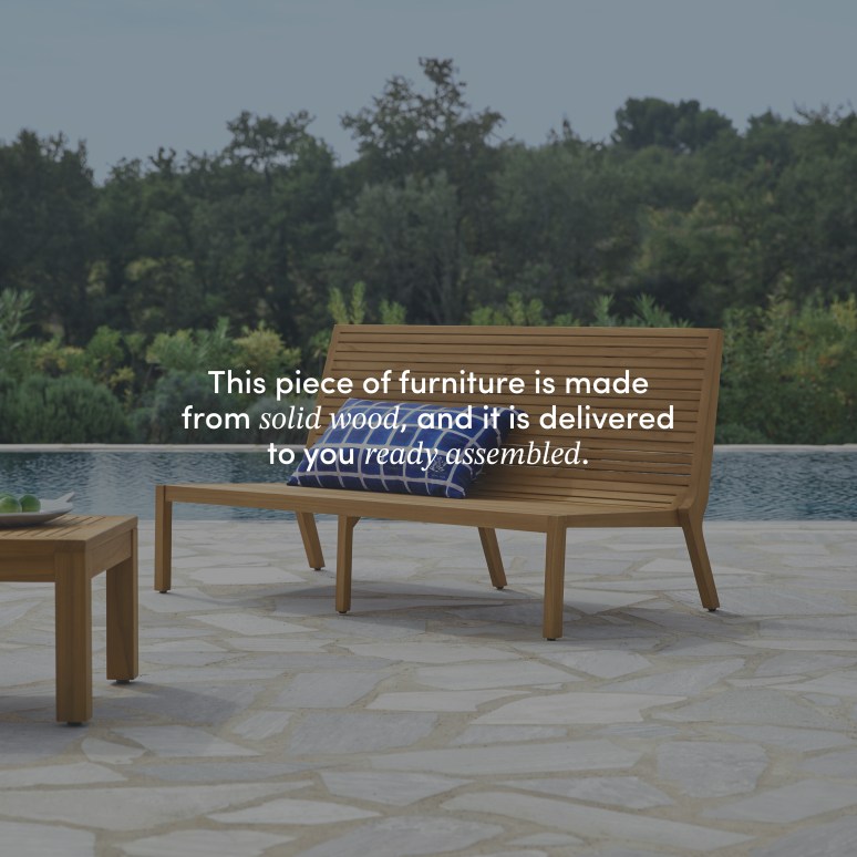 Teo - Low garden bench in solid teak