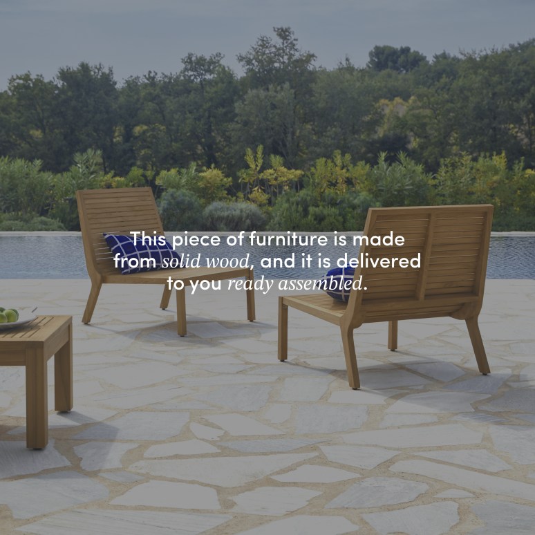 Teo - 3-seater solid teak garden lounge set