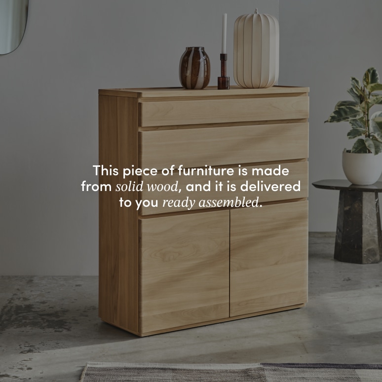 Nino - Hallway sideboard in solid teak 110 cm