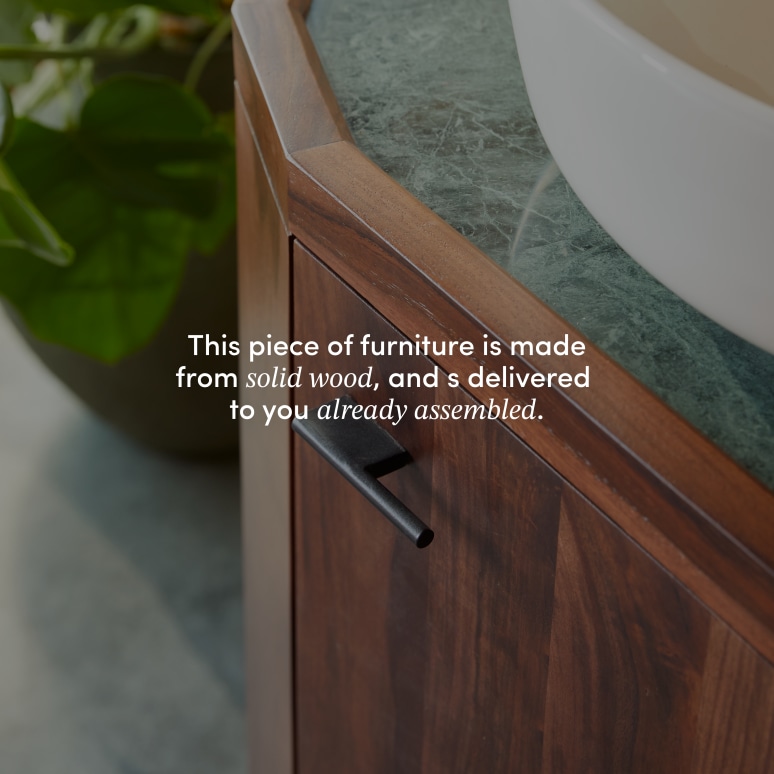 Jade - Vanity unit in solid sheesham wood and marble 80 cm