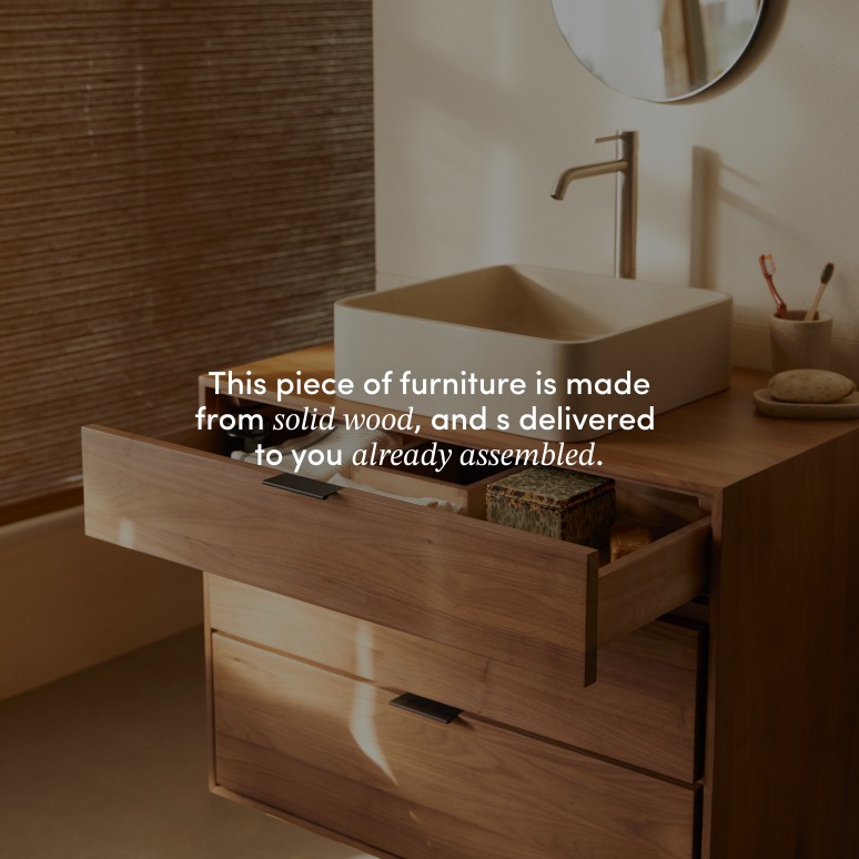 Senson - Solid walnut bathroom unit 80 cm