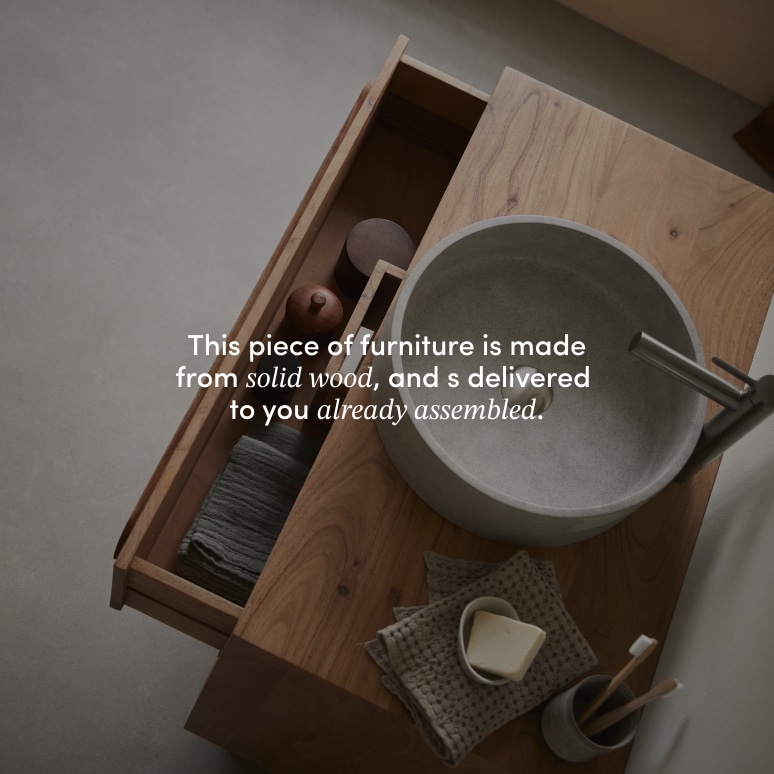 Olga - Solid acacia vanity unit 90 cm