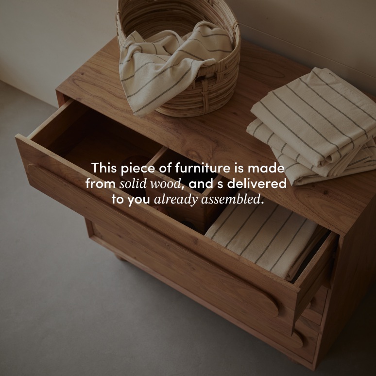 Olga - Solid acacia storage unit 90 cm