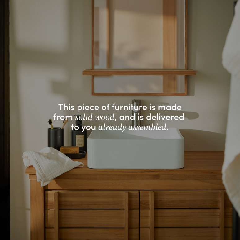 Rose - Solid teak vanity unit 90 cm