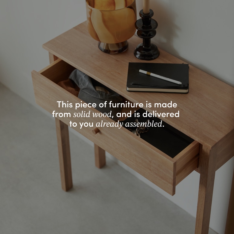 Renata - Solid rubberwood console table D. 28 cm