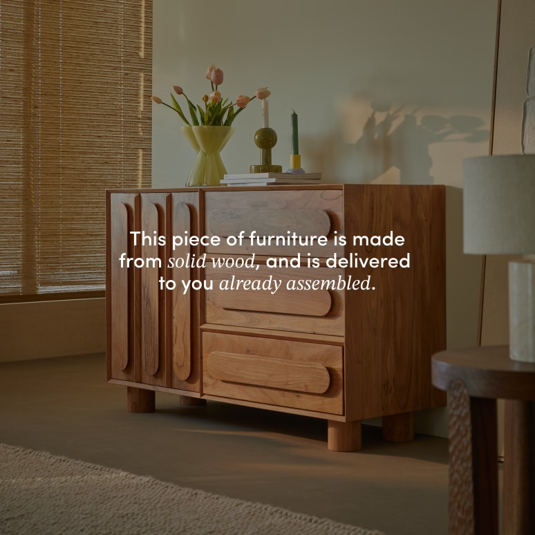 Olga - Sideboard in solid acacia, 120 cm