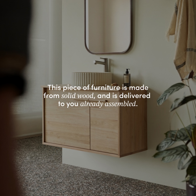 Néo - Vanity Cabinet in solid rubberwood, 90 cm