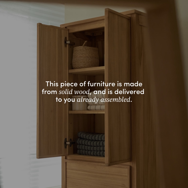 Jane - Hallway column cabinet in solid teak D. 35 cm