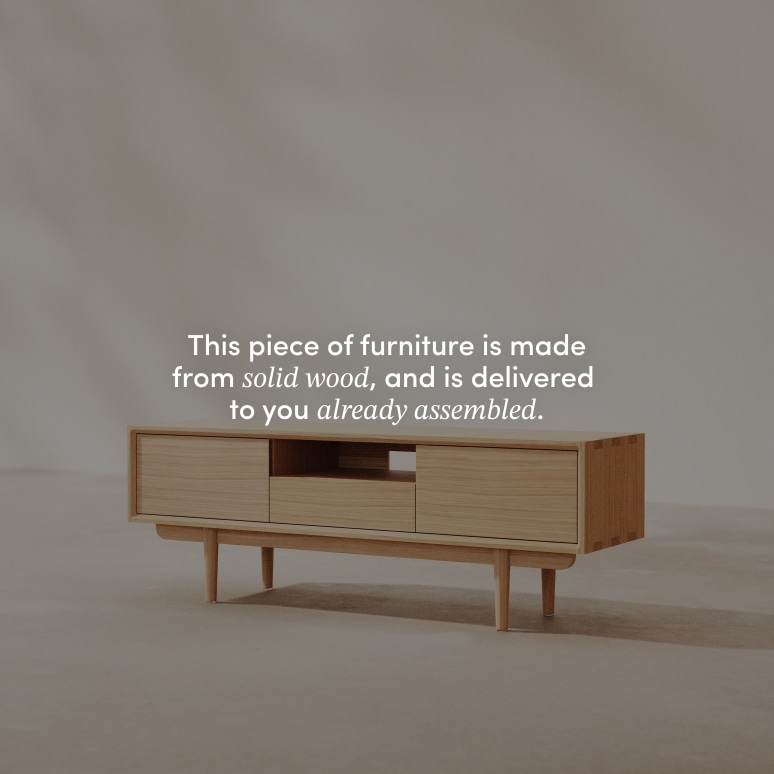 Ellie - TV Stand in solid oak, 125 cm