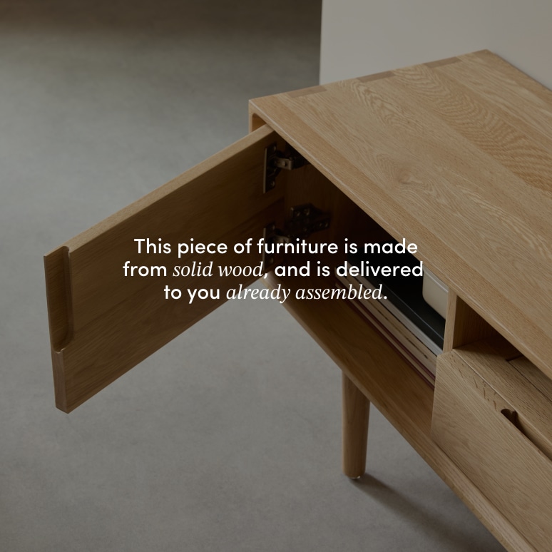 Ellie - TV Stand in solid oak, 125 cm