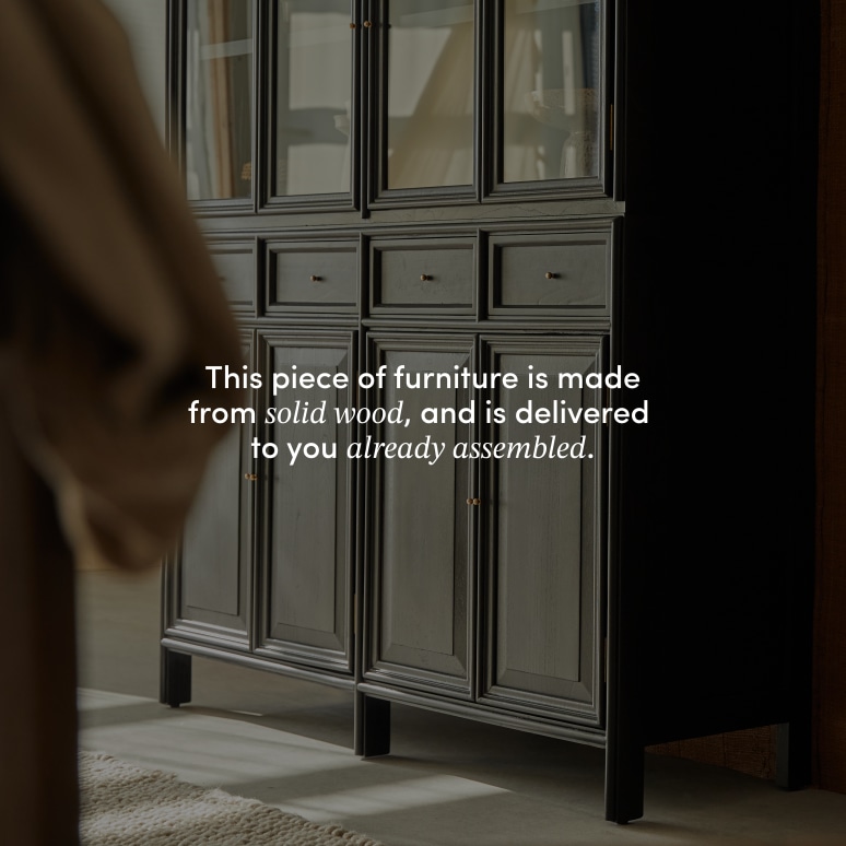 Anna - Tall Glass and Solid Door Display Cabinet in Mindi 120 cm