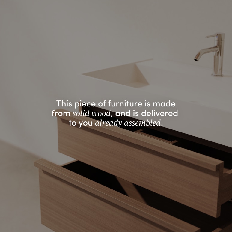 Margot - Vanity Cabinet in solid rubberwood and terrazzo, 80 cm