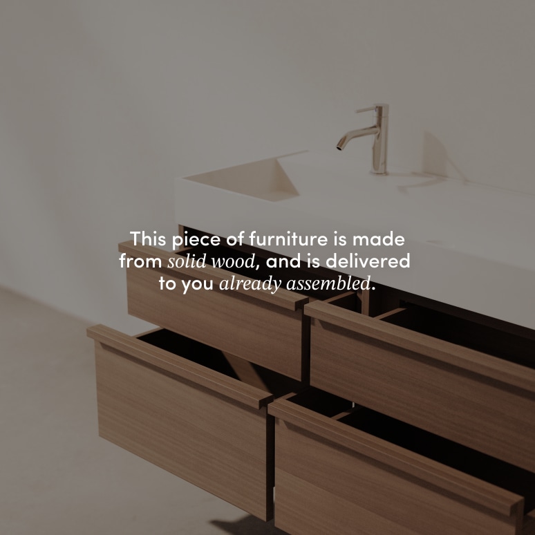 Margot - Vanity Cabinet in solid rubberwood and terrazzo, 120 cm