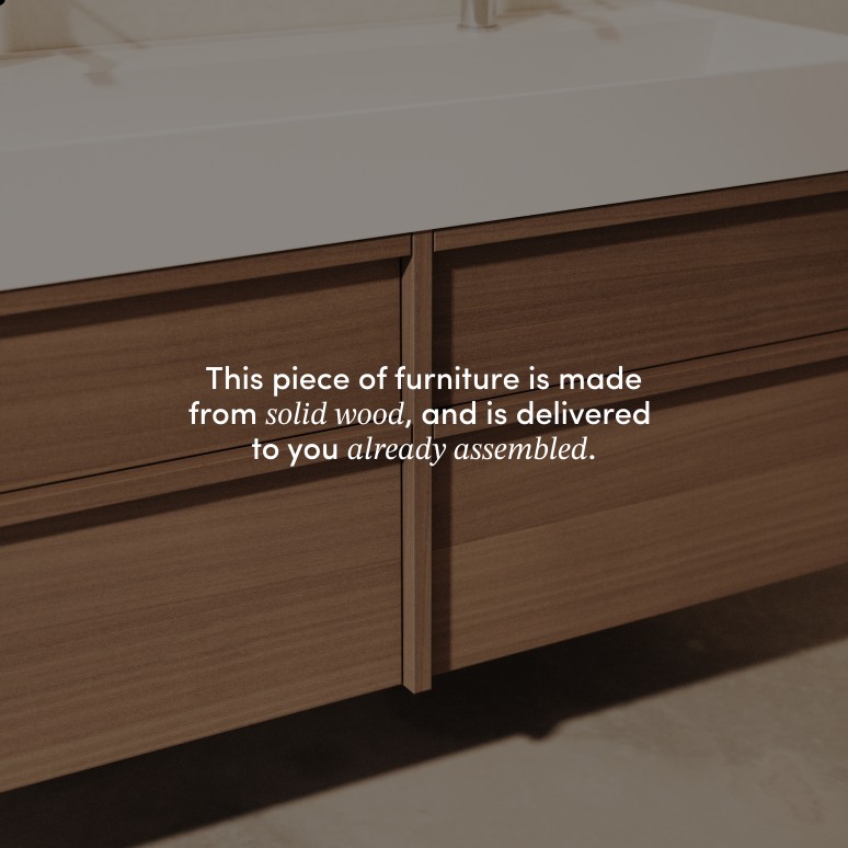 Margot - Vanity Cabinet in solid rubberwood and terrazzo, 120 cm