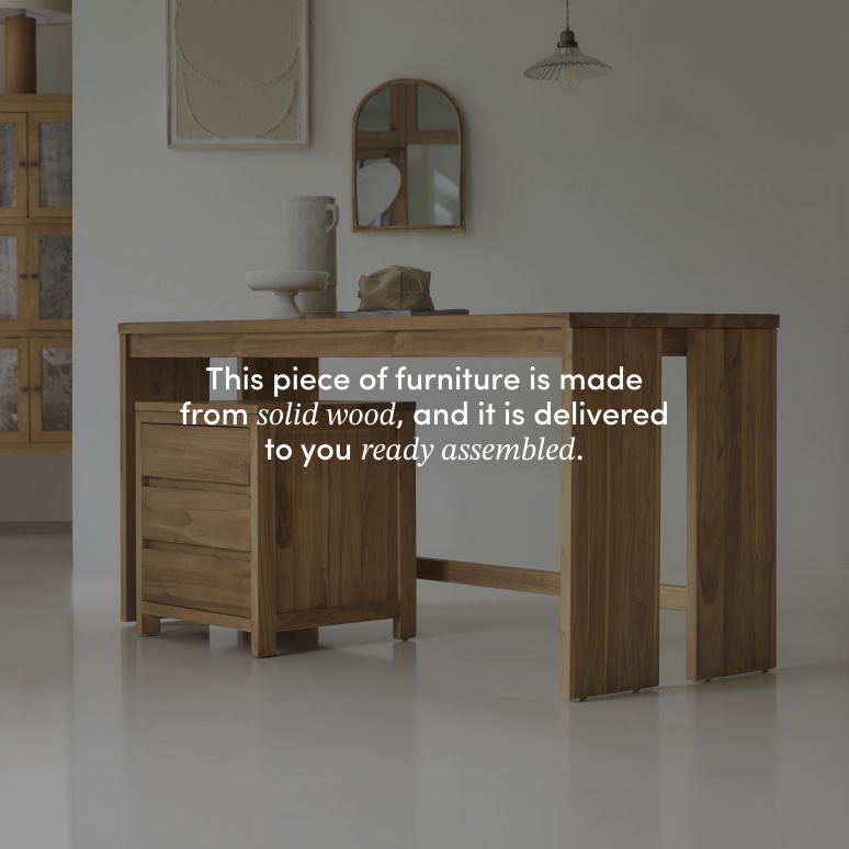 Eden - Solid teak desk with drawer storage unit