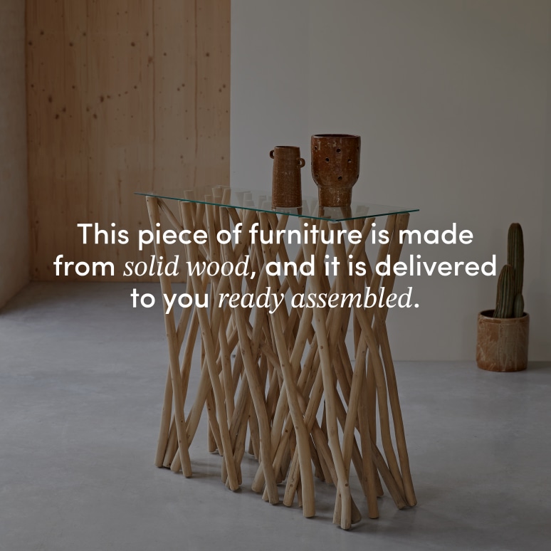 River - Hallway console table in solid teak D. 35 cm