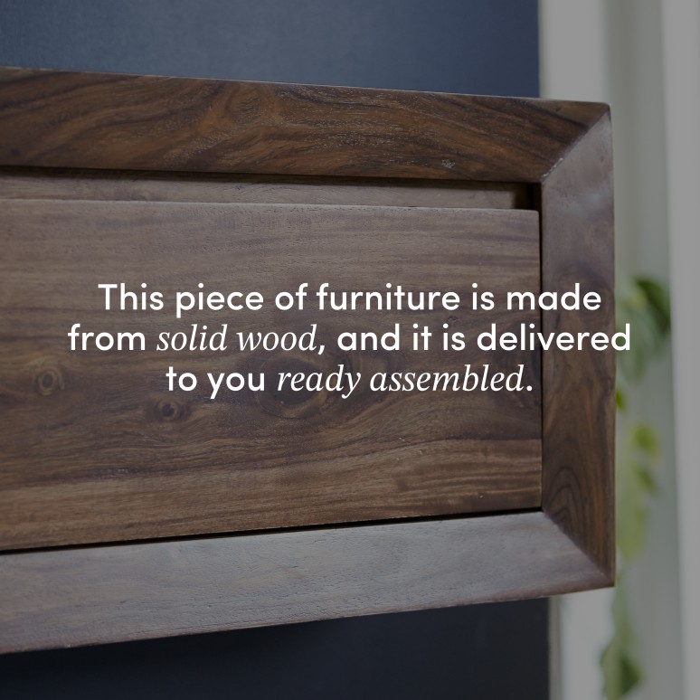 Villa - Wall-mounted hallway console table in solid rosewood D. 25 cm