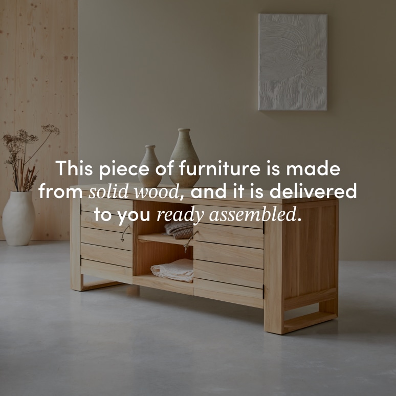 Minimalys - TV unit in solid teak - 155 cm