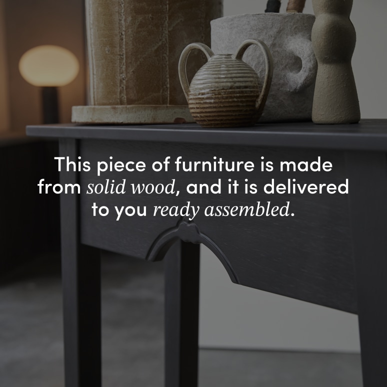 Thaki Black - Hallway console table in solid pine D. 30 cm