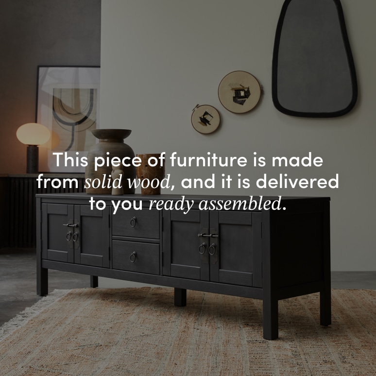 Thaki Black - Solid pine TV unit 170 cm