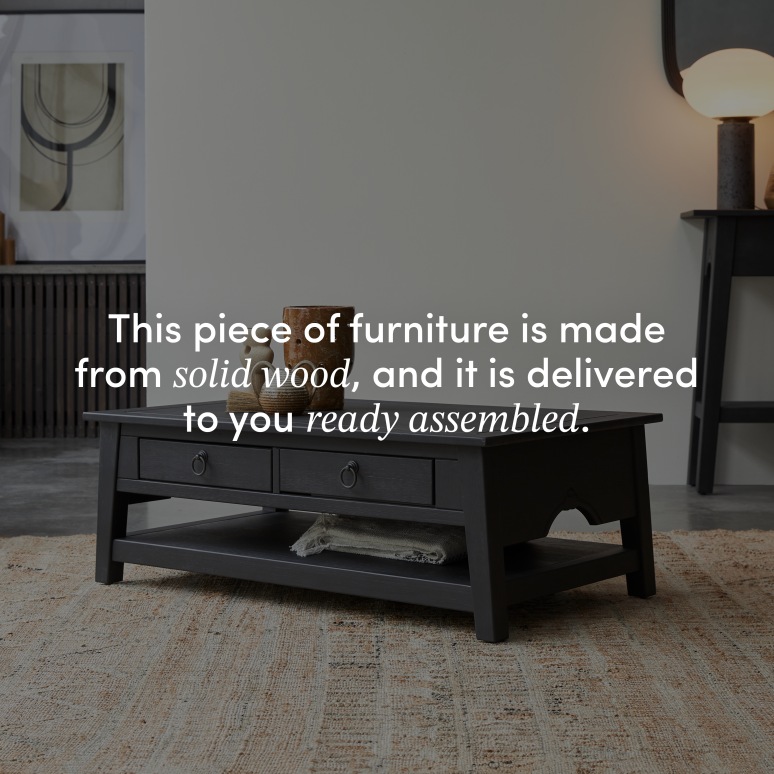 Thaki Black - Coffee table in solid pine