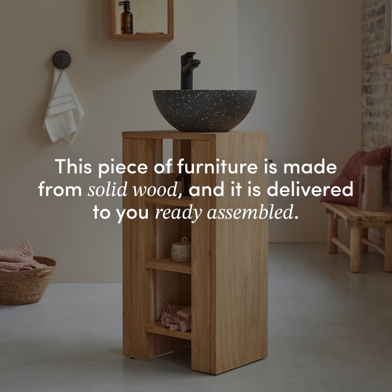 Stelle - Solid teak right under-sink cabinet