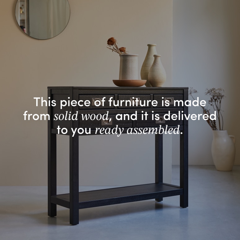 Klaten - Hallway console table in solid pine D. 35 cm