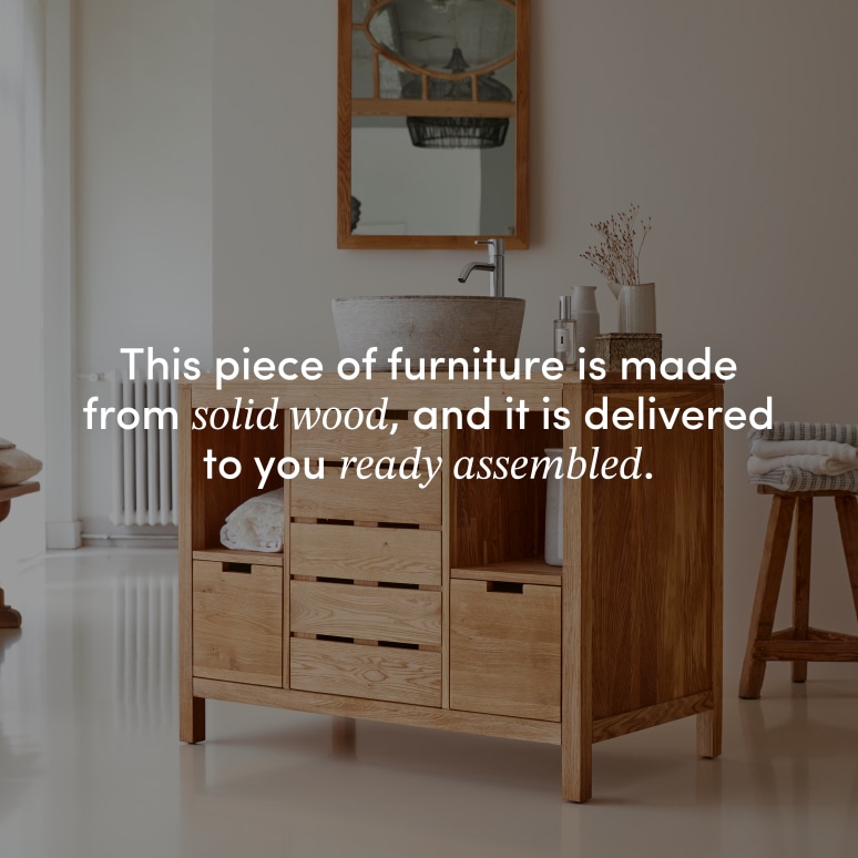 Serena - Solid oak vanity unit, 100 cm