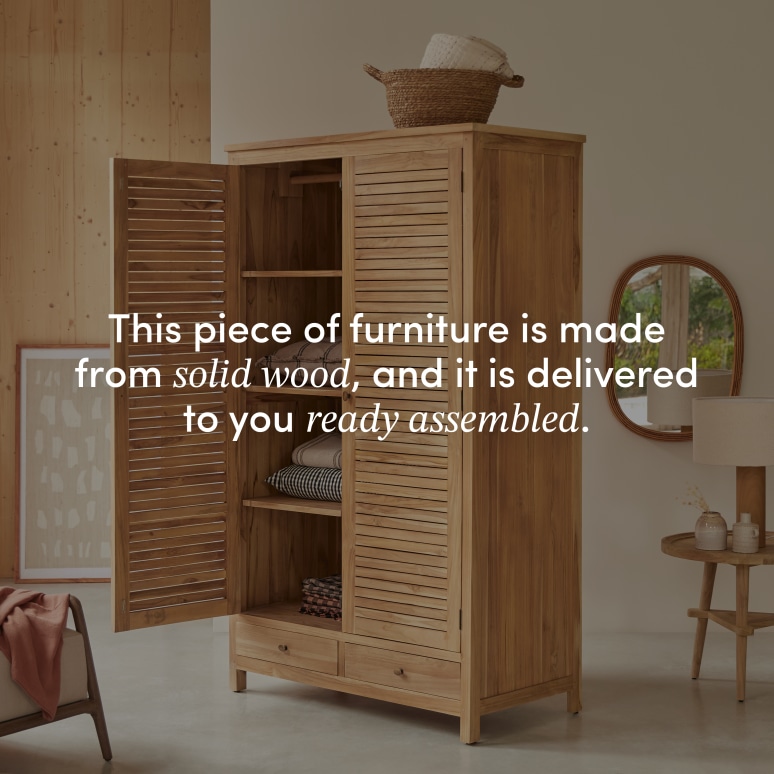 Suzette - Wardrobe in solid teak