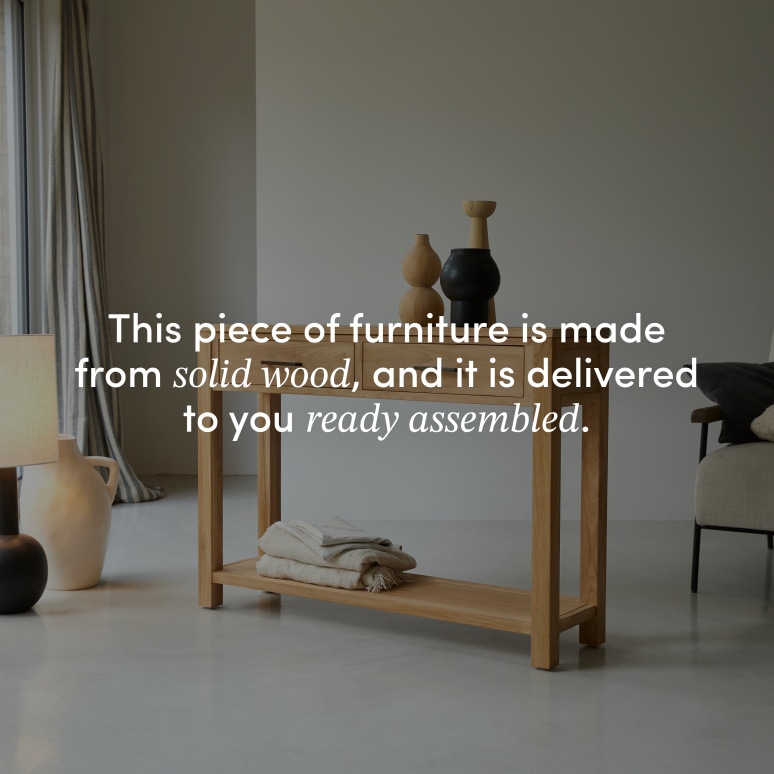 Maë - Hallway console table in solid teak D. 30 cm