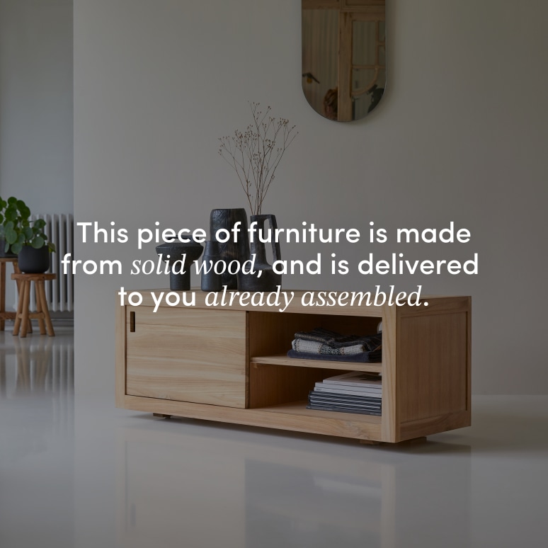 Adam - TV unit in solid teak, 120 cm