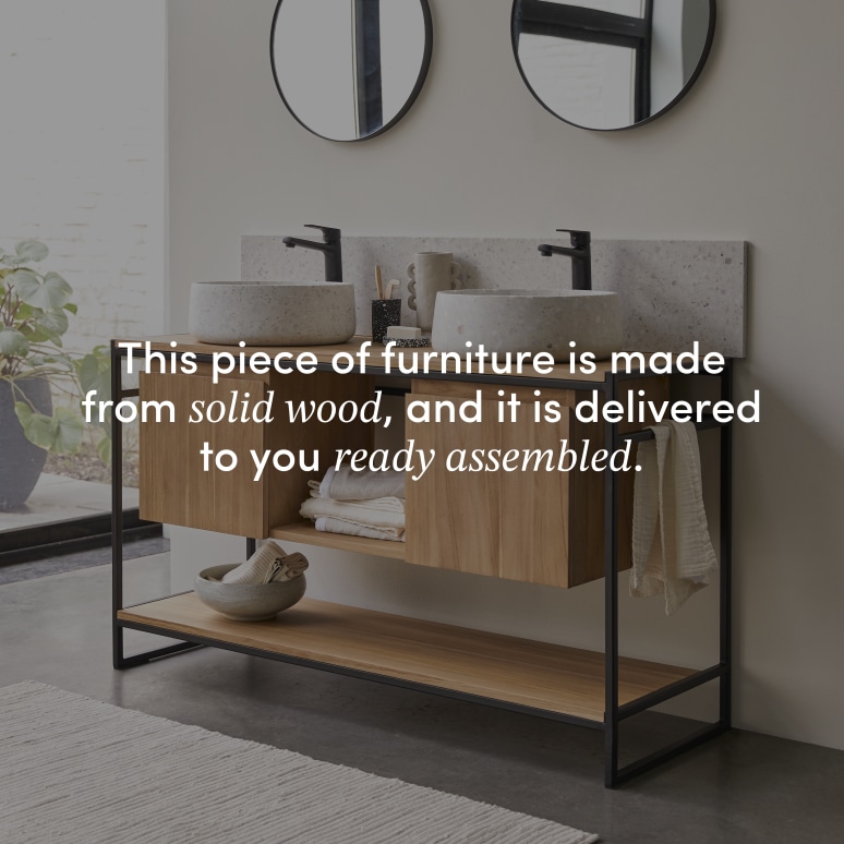 Michal - Solid teak and metal vanity unit 140 cm