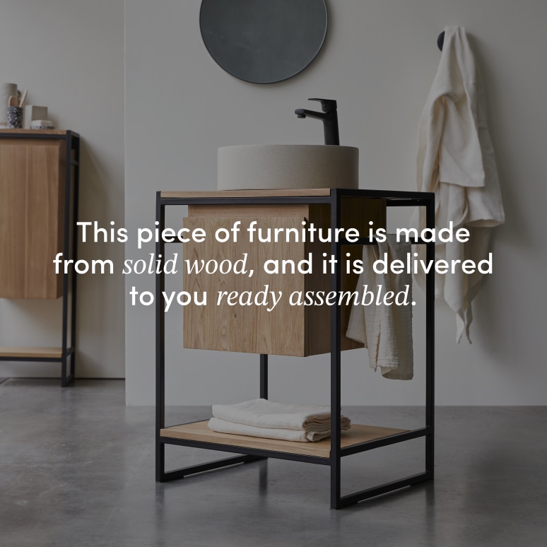 Michal - Solid teak and metal vanity unit 60 cm