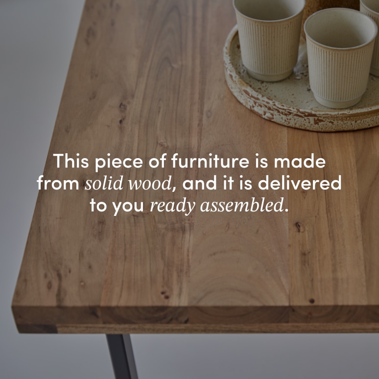 Temis - Dining table in solid acacia and metal, seats 6-8