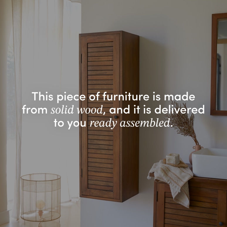 Loggia - Tall solid acacia bathroom cabinet